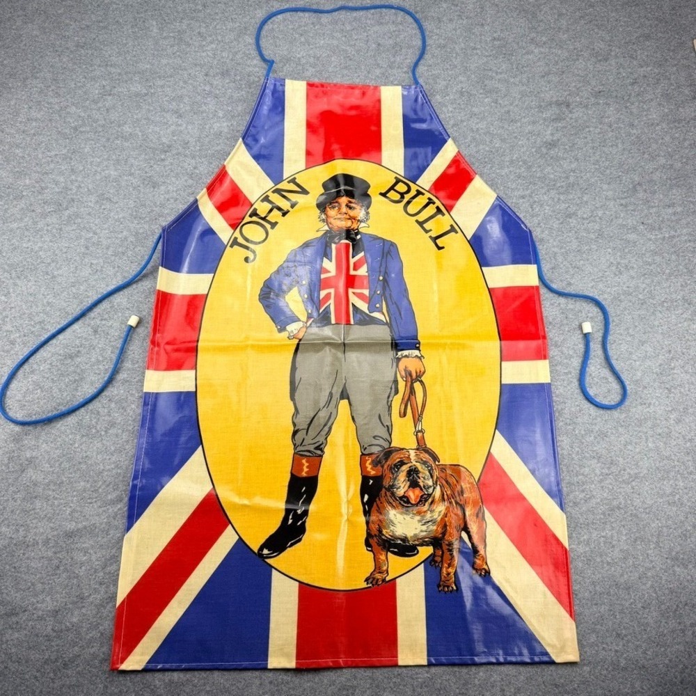 Vintage John Bull Minky Union Jack PVC Coated Cotton Apron Made in England